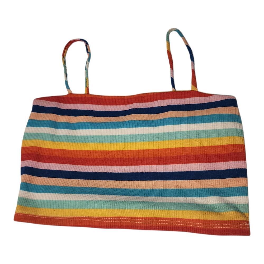 Forever 21 Rainbow Stripe Camisole Tank Tube Top Small Knit Stretch Crop Summer